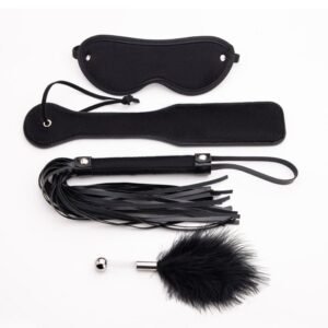 sm props four-piece set black teasing feather stick anal beads sexy eye mask sp beat sexy whip adult products - Four-piece set