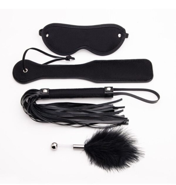 sm props four-piece set black teasing feather stick anal beads sexy eye mask sp beat sexy whip adult products - Four-piece set