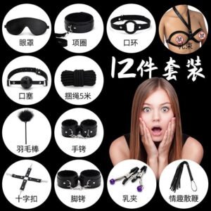 Sex toys SM props 12-piece set of couples sex training SM whip mouth plug alternative adult products - Set of 12