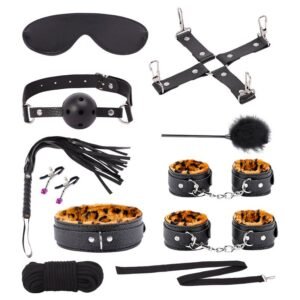 Sex toys sm props binding bondage ten-piece set sex bed straps direct sales - Leopard print ten-piece set