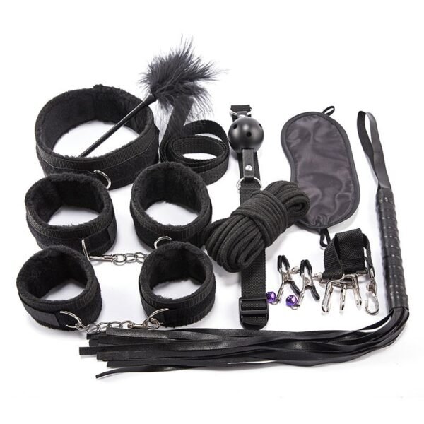 Hot-selling sm props set webbing ten-piece set bdsm training female slave torture instruments alternative adult sex products - Black