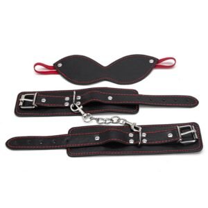 High-end sm prop set hot-selling black and red sexy eye mask bundle sexy handcuffs alternative adult products - Black and red handcuffs + eye patch