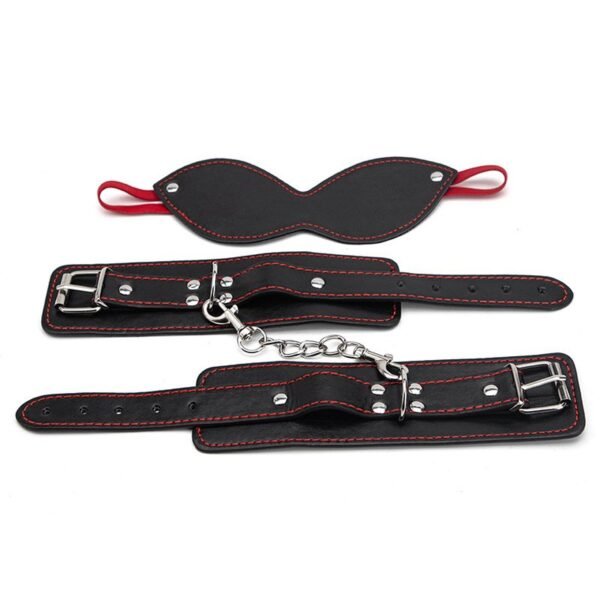 High-end sm prop set hot-selling black and red sexy eye mask bundle sexy handcuffs alternative adult products - Black and red handcuffs + eye patch