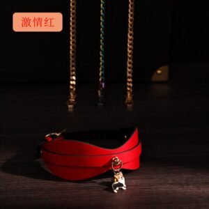 High-end sm props genuine leather sexy collar sexy bright red sexy traction neck band pendant alternative adult products - Leather Corgi Passion Red