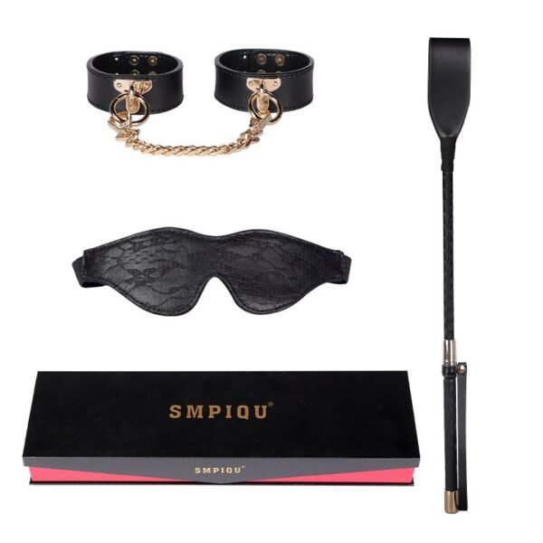 Sex toys sm props 4-piece set of training bondage handcuffs lace eye masks sex leather shots adult products - Gift Box Set of 4