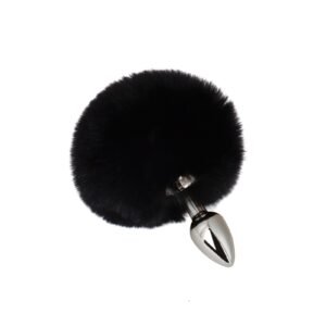 Sex toys props plush tails backyard anal plugs female appliances flirting and teasing anal expander adult products - Black tail silver anal plug