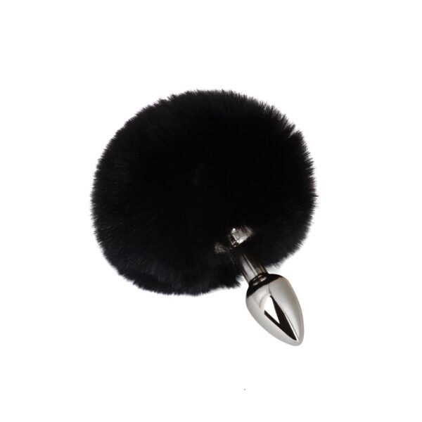 Sex toys props plush tails backyard anal plugs female appliances flirting and teasing anal expander adult products - Black tail silver anal plug