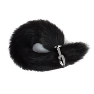Sex toys props fox tail anal plug for women flirting and teasing backyard anal expander adult products - Black tail silver anal plug