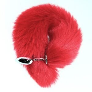 Sexy sm props small metal anal plug solid color fox tail anal plug backyard development training adult products - Red