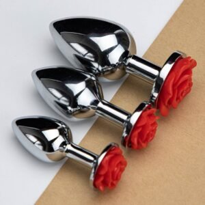 sm props training development rose anal plug female masturbation sex toy metal anal plug alternative adult products - Red