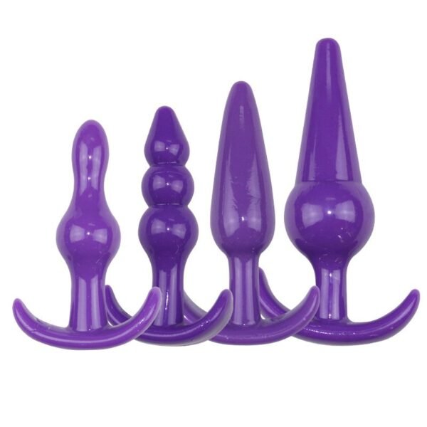 Adult sex toys, female anal masturbator, backyard development, SM torture instrument, silicone anal plug, four-piece set - Purple 4-piece set