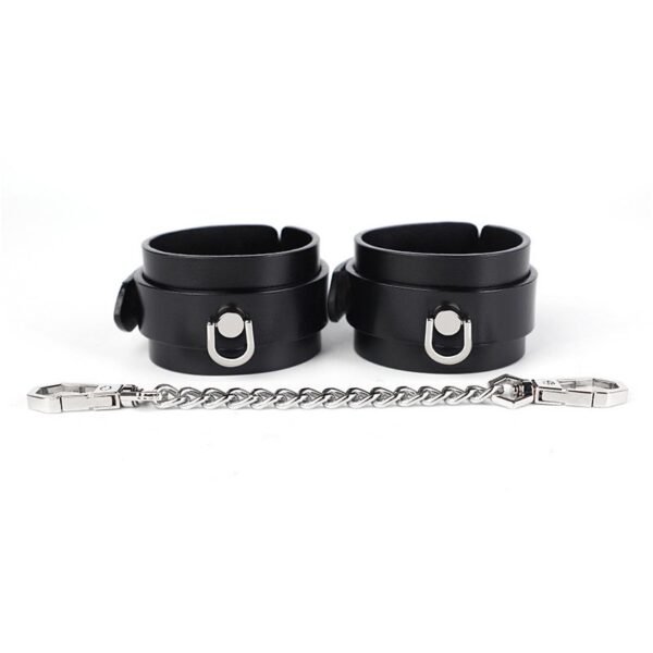 High-end sm props horseshoe buckle genuine leather handcuffs sex training cowhide handcuffs foot cuffs alternative adult sex toys - Black