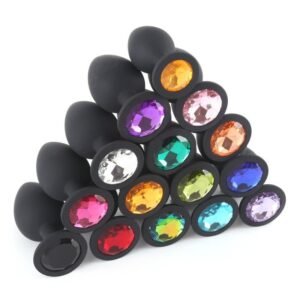Large, medium and small colored diamond silicone anal plug female m masturbation sex toy male zero backyard development anal plug alternative adult products - Black (40mm diameter) Diamond color random