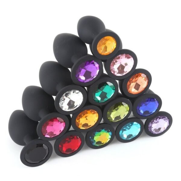 Large, medium and small colored diamond silicone anal plug female m masturbation sex toy male zero backyard development anal plug alternative adult products - Black (40mm diameter) Diamond color random