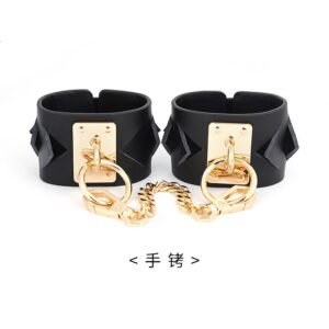 SM sex toys high-end genuine leather handcuffs SM female slave training cowhide handcuffs bondage foot cuffs alternative adult products - Diamond handcuffs