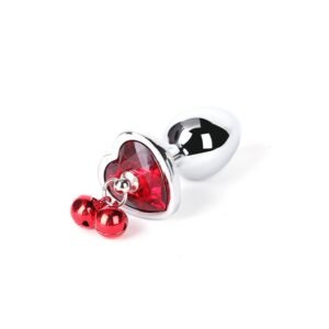 Backyard development sm props heart-shaped diamond-encrusted metal anal plug sm training sexy bell anal plug alternative adult products - Love Red Diamond Bell Anal Plug