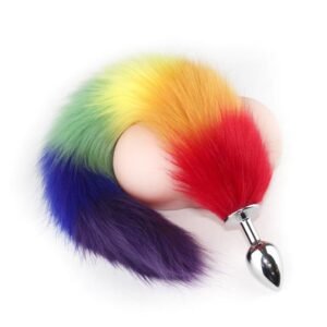 Sex toys SM props metal backyard anal plug colorful tail anal plug female slave training alternative adult products - Colour