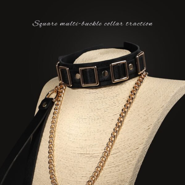 Sexy sm props high-end sexy traction collar sm training restraint neck collar neck ring alternative adult products - Square multi-buckle collar