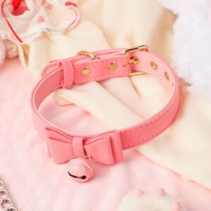 sm props sweet girl versatile bow bell sexy collar teasing flirting alternative chocker adult products - Pink