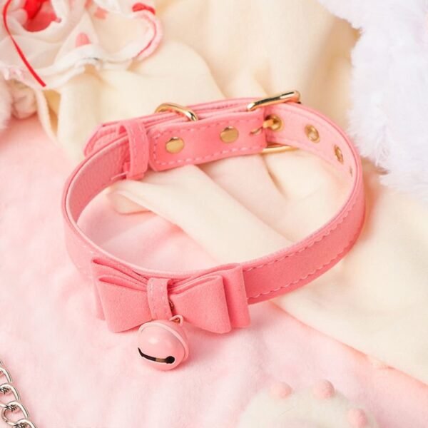 sm props sweet girl versatile bow bell sexy collar teasing flirting alternative chocker adult products - Pink