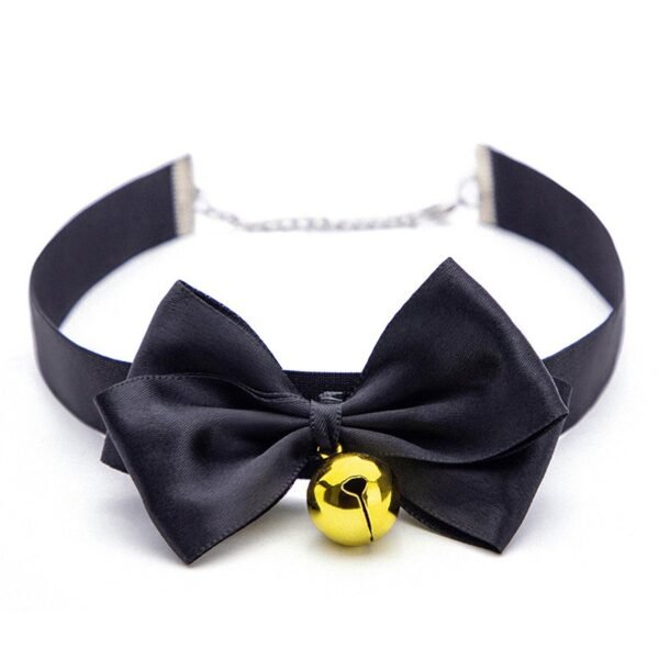 SM sex props polyester woven with black bow bell collar alternative SM adult products - Black