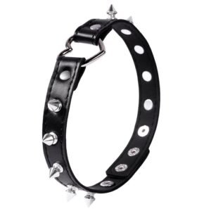 SM sex props punk style black rivet collar PU neck collar female slave training alternative adult products - Love type