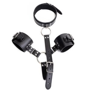 Explosive sm props pu back handcuffs collar connected training binding sexual torture instruments alternative adult products - Cortical hand-neck junction