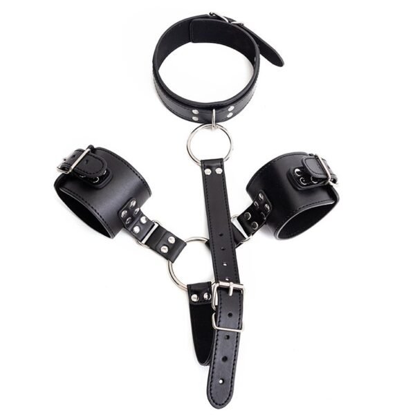 Explosive sm props pu back handcuffs collar connected training binding sexual torture instruments alternative adult products - Cortical hand-neck junction