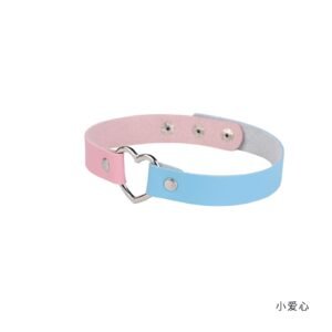 Hot sale sm props female slave traction collar sm training two-color love fun collar alternative adult products - Blue pink little love collar