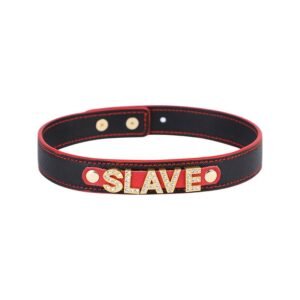 Alternative adult products sexy letter collar female slave SM training props neck collar sexy choker - SLAVE ( Gold)