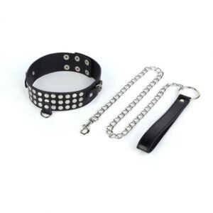 Sex toys SM props punk willow traction chain collar SM training bondage neck collar alternative adult products - Multi-spike collar traction