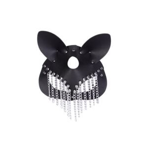 Cosplay female sexy adult products chain tassel fox mask teasing charm mask sexy eye mask - Black