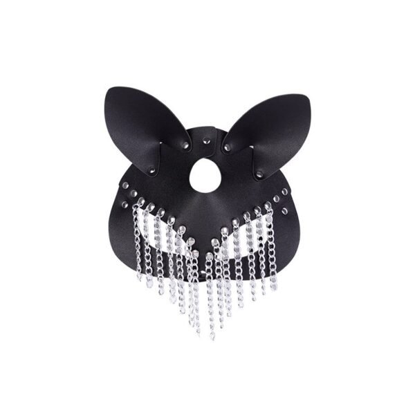Cosplay female sexy adult products chain tassel fox mask teasing charm mask sexy eye mask - Black