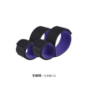 Binding bondage sm props sex training sponge hand and leg cuffs adjustable Velcro black and purple conjoined hand and leg cuffs - Handcuffs (pair)