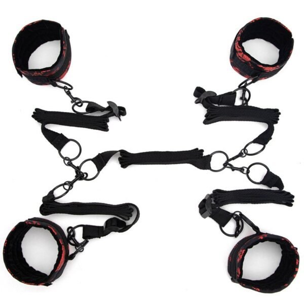Hot-selling bed sm props sexy handcuffs Tang suit pattern bed strap handcuffs foot cuffs adult sex products