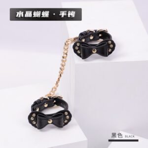 High-grade sm props torture instruments pu binding handcuffs retro diamond bow sexy handcuffs alternative adult products