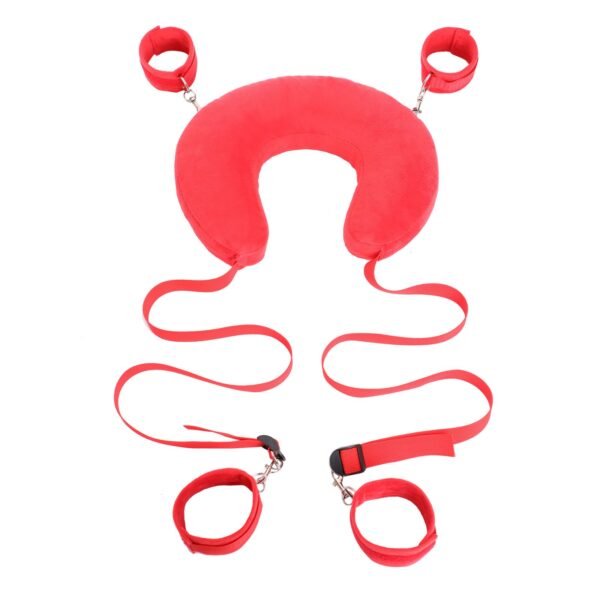 SM sex toys multifunctional U-shaped split leg pillow SM sex training bondage handcuffs foot cuffs alternative adult products - Red