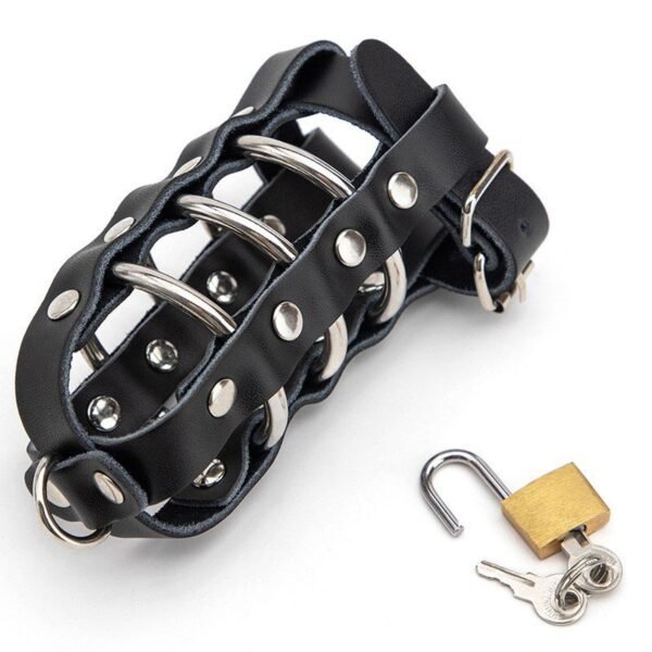 Sex toys SM props male chastity lock abstinence birdcage cock bondage sleeve adjustable alternative adult products - Black