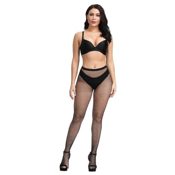 Hot diamond sexy stockings sexy fishnet stockings small net pantyhose white diamond hollow half diamond socks tz138 - Black