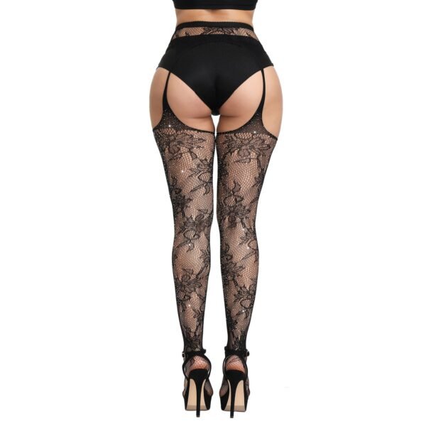 New European and American women's drill sexy socks hot drill open file hot pantyhose pantyhose tz1188 - Black