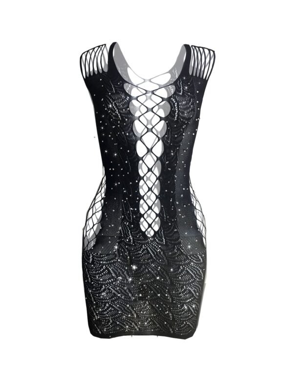 Sexy underwear women's suspenders sexy hollow hip skirt exposed breast mesh jacquard tz092 - Black
