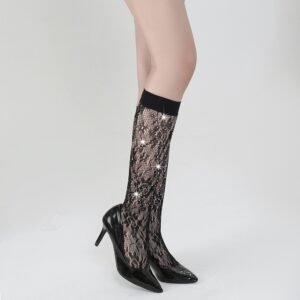 White diamond cross-hot diamond European and American new socks mid-tub socks women's socks solid color hot-selling tz5022 - Black