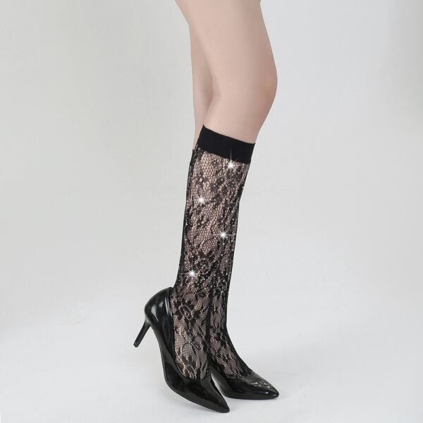 White diamond cross-hot diamond European and American new socks mid-tub socks women's socks solid color hot-selling tz5022 - Black