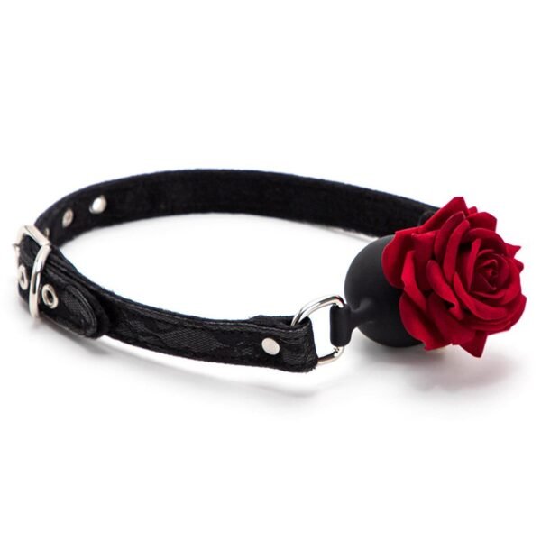 Sex toys sm props lace rose mouth ball sex training with holes silicone mouth plug alternative adult products - Black