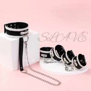 Sex toys SM props three-piece set lace handcuffs sexy traction collar alternative adult products - Lace Three-Piece Set