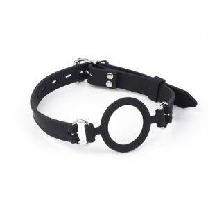 sm forced deep throat bite ring sexy mouth ball adult sex products sex toys sm props O-shaped silicone mouth plug - Black