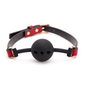 Wild wolf sexy mouth plug with holes, full silicone soft mouth ball, alternative training mouth ball, drooling mouth plug - Black red