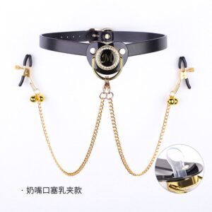 Sex toys sm props creative pacifiers sexy mouth plug ball nipple training torture instruments sm bell breast clips - M [pacifier plug + bell breast clip]
