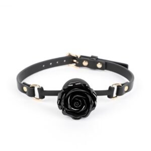 sm sex props female m training silence rose mouth plug sexy silicone mouth ball with hole alternative adult products - Rose mouth ball black