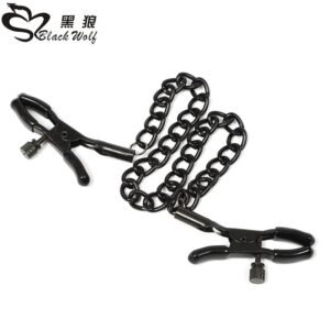 sm props female slave training sexual torture instruments long chain breast clips double peaks breast abuse clips adult products sex toys - Black chain